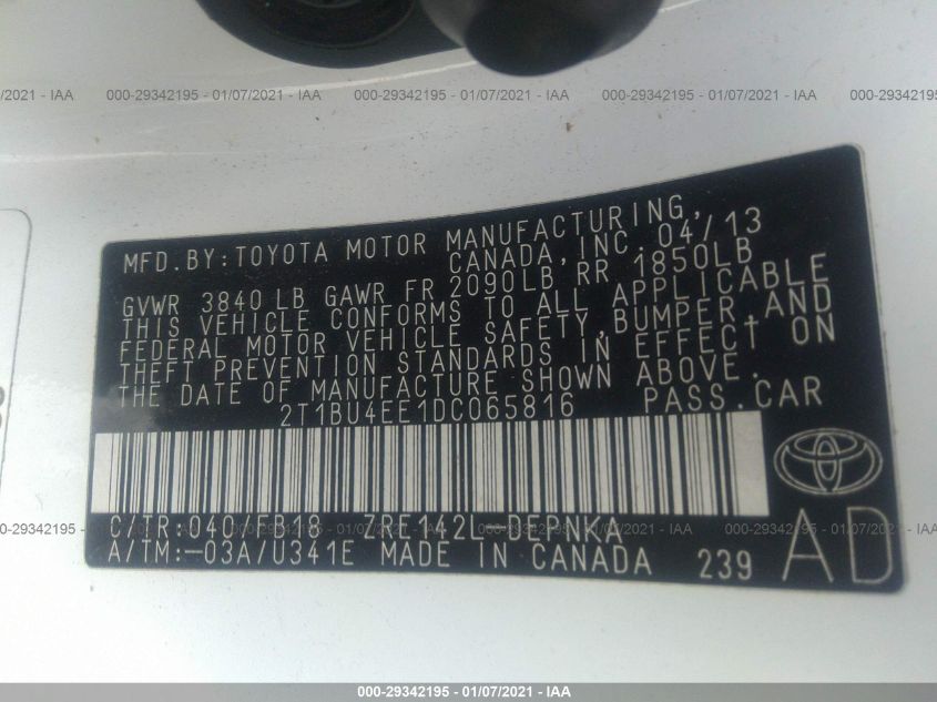 Vin toyota corolla