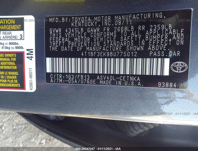 4T1BF3EK8BU775012