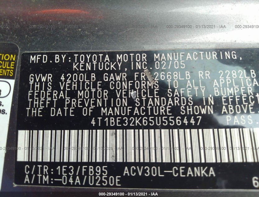 4T1BE32K65U556447