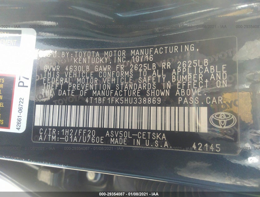 4T1BF1FK5HU338869