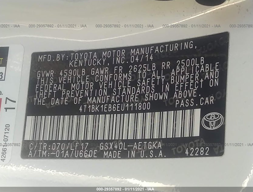 4T1BK1EB6EU111800