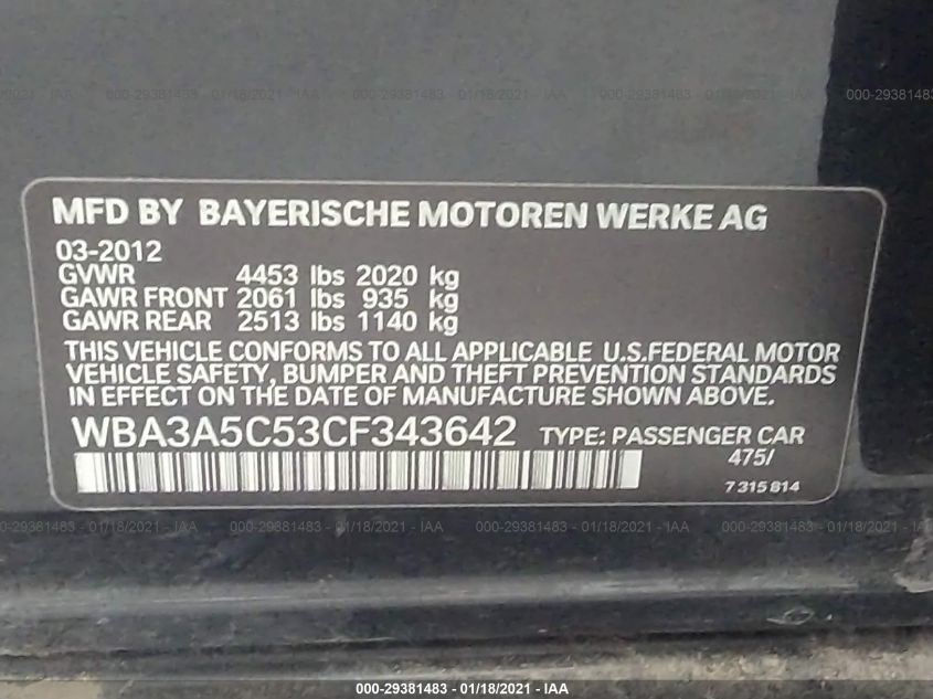 WBA3A5C53CF343642 2012 BMW 328I