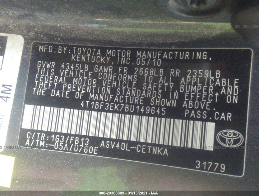 4T1BF3EK7BU149645