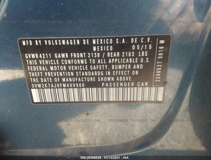 3VW2K7AJ0FM409900