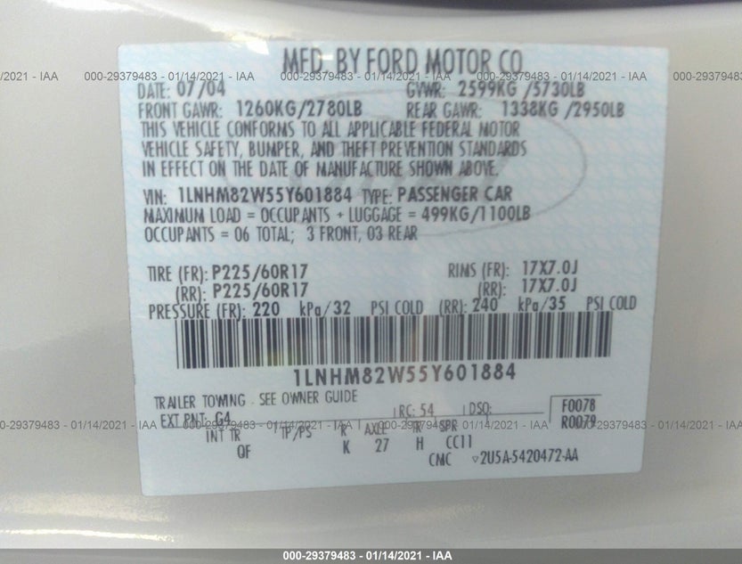 1LNHM82W55Y601884