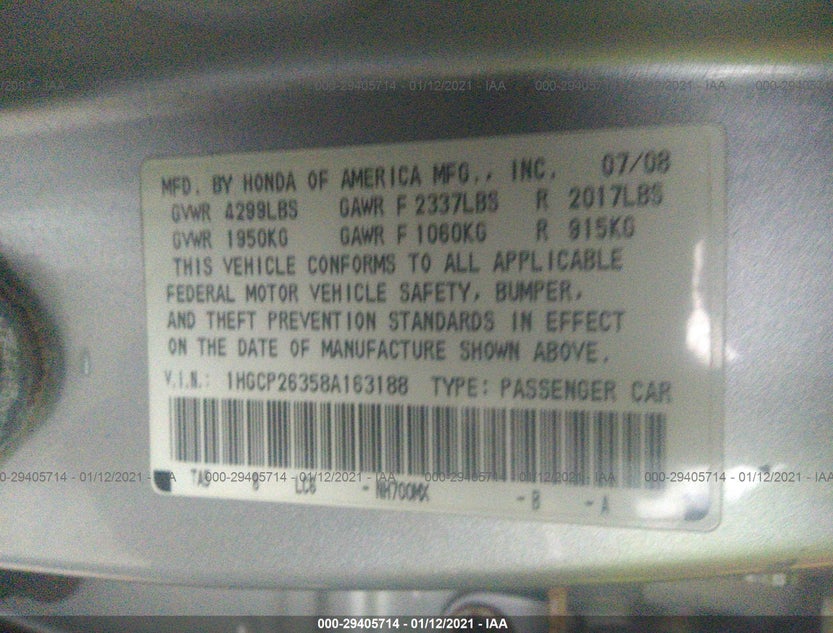 1HGCP26358A163188