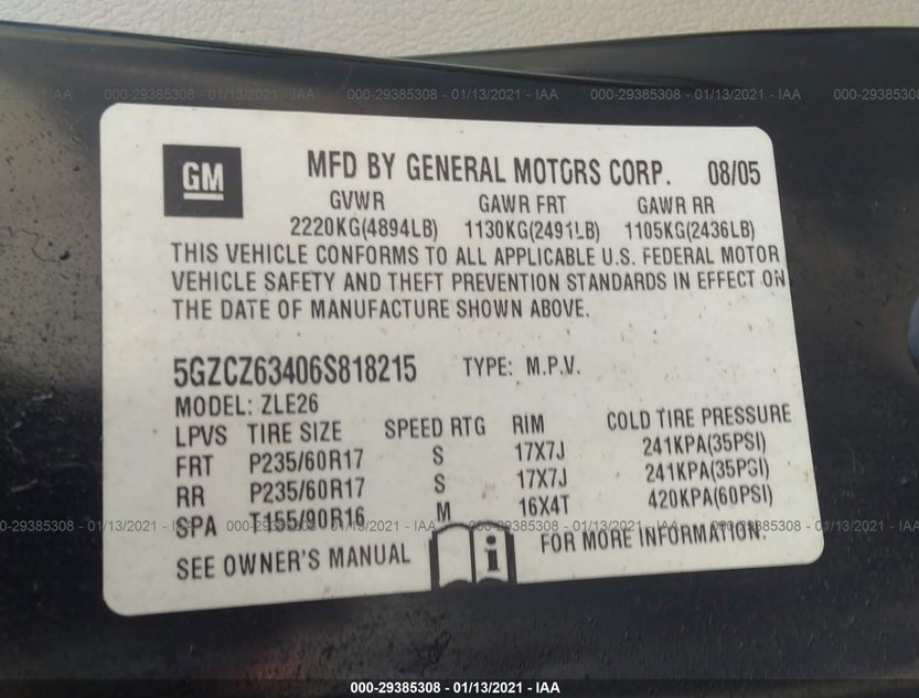 5GZCZ63406S818215