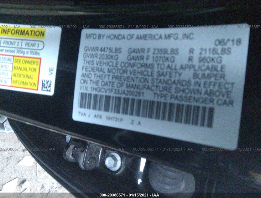 1HGCV1F33JA200261