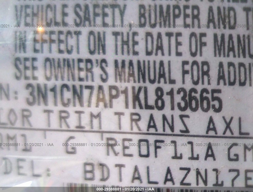 3N1CN7AP1KL813665