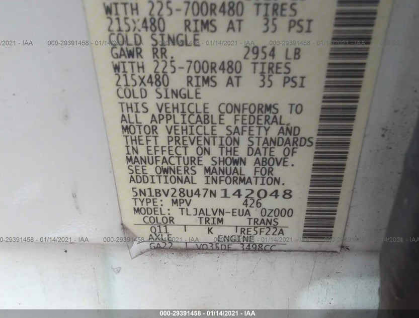 5N1BV28U47N142048