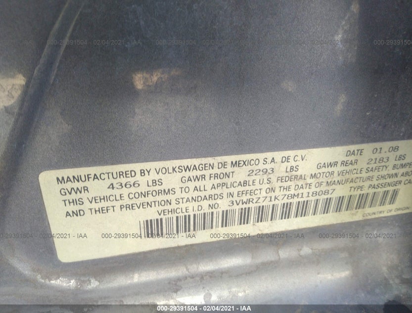 3VWRZ71K78M118087