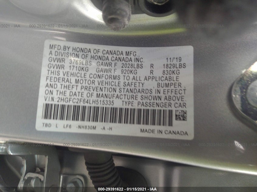 2020 HONDA CIVIC SEDAN LX 2HGFC2F64LH515335