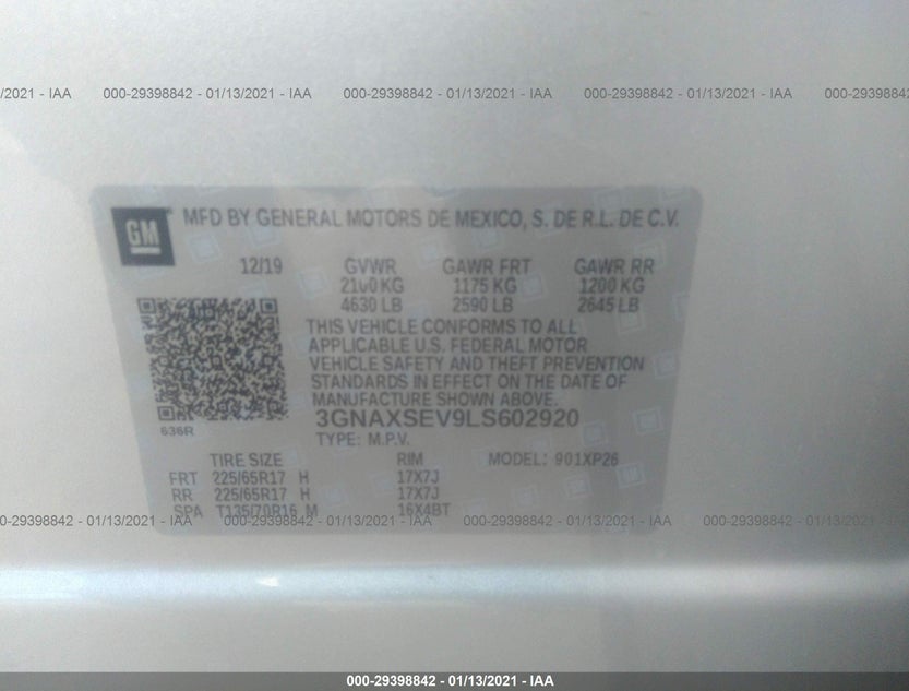 3GNAXSEV9LS602920