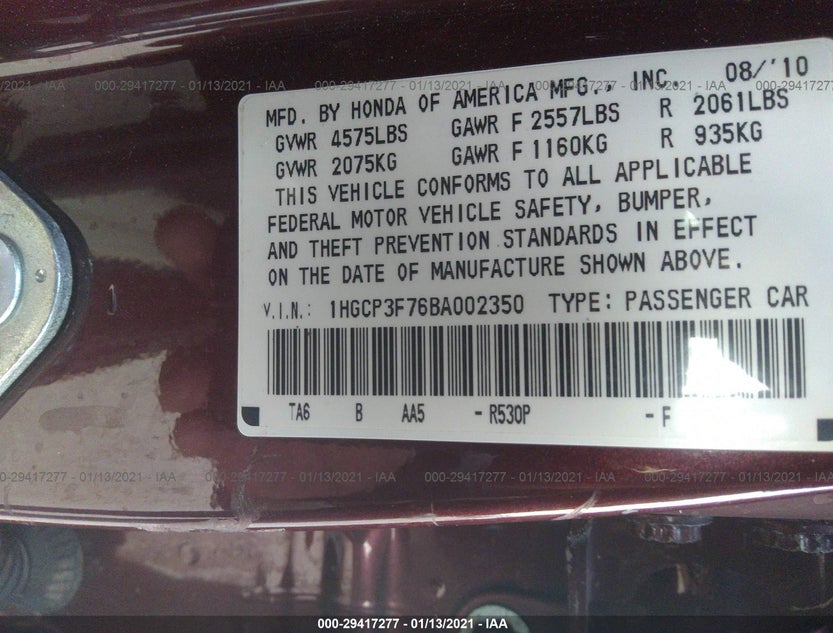 1HGCP3F76BA002350