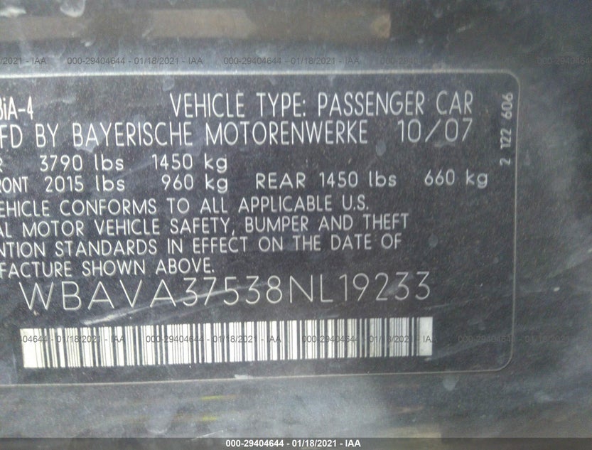WBAVA37538NL19233