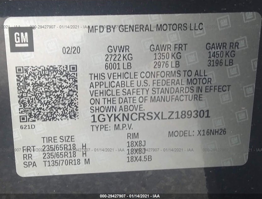 1GYKNCRSXLZ189301