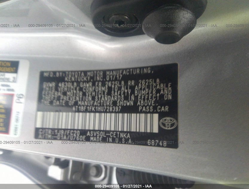4T1BF1FK1HU728397