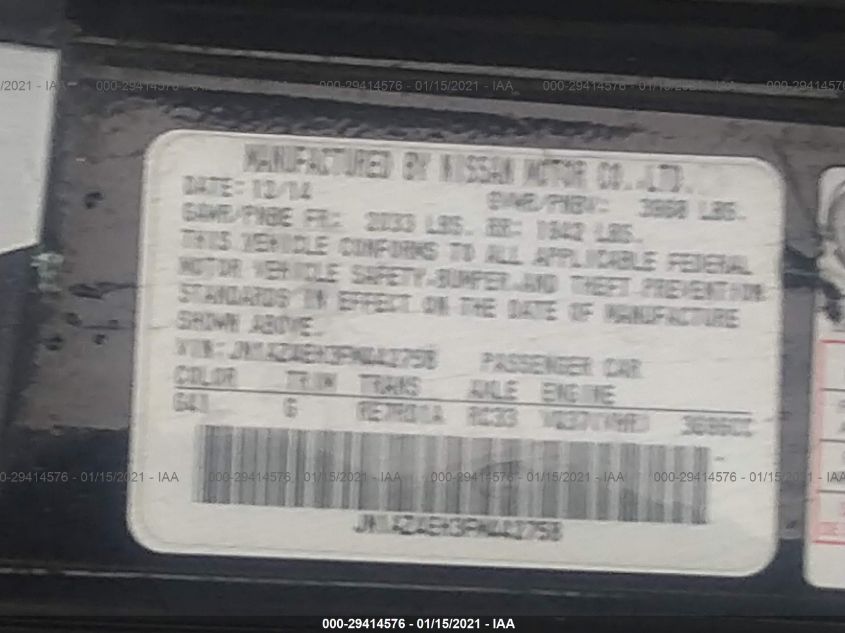 2015 Nissan 370Z VIN: JN1AZ4EH3FM442758 Lot: 29414576