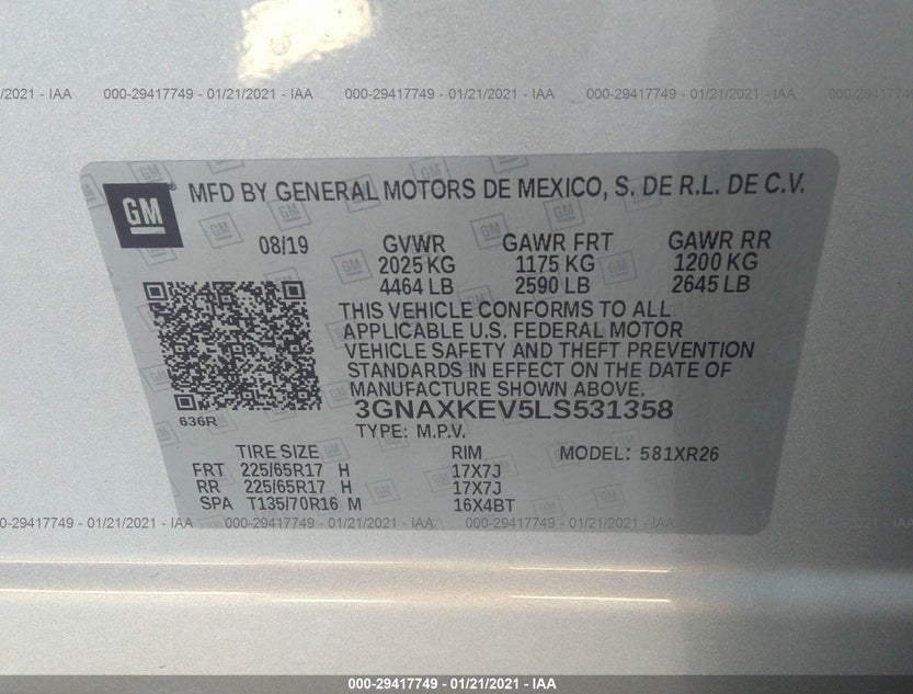 3GNAXKEV5LS531358