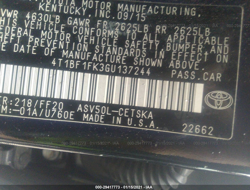 4T1BF1FK3GU137244