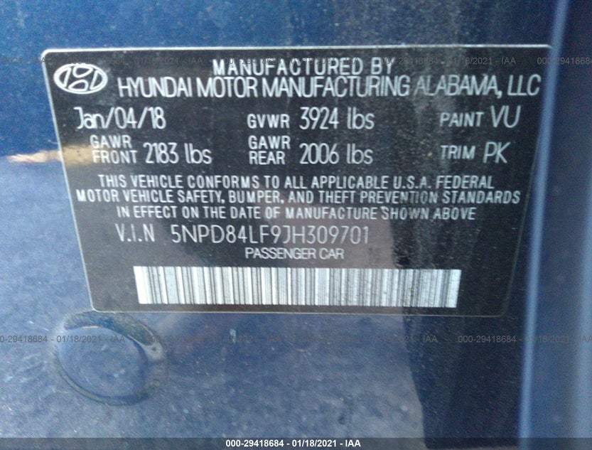 5NPD84LF9JH309701