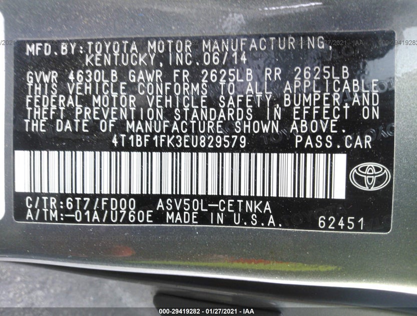4T1BF1FK3EU829579