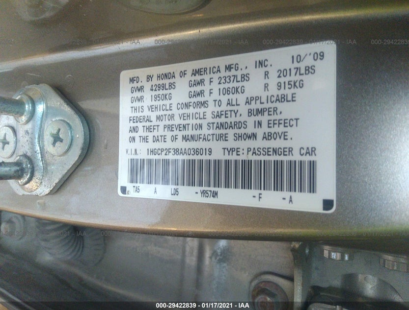 1HGCP2F38AA036019