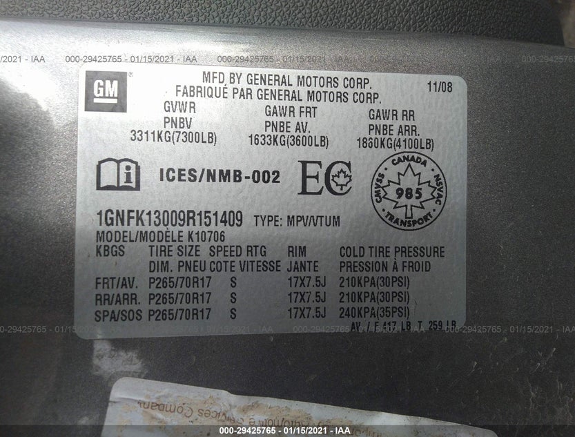 1GNFK13009R151409