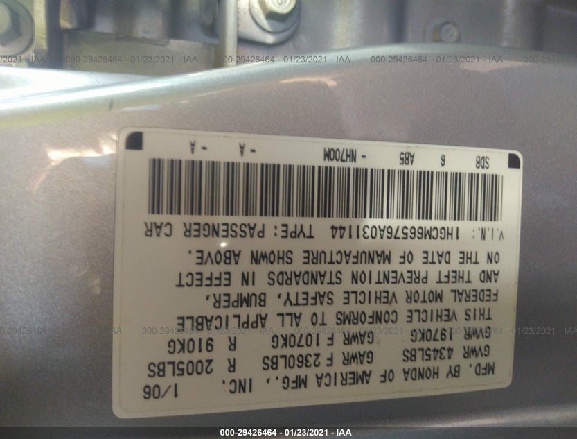 1HGCM66576A031144