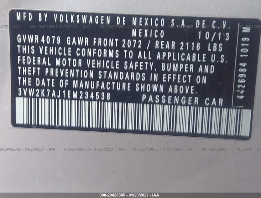 3VW2K7AJ1EM234538