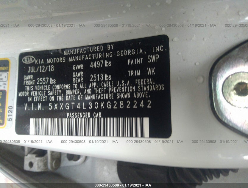 5XXGT4L30KG282242