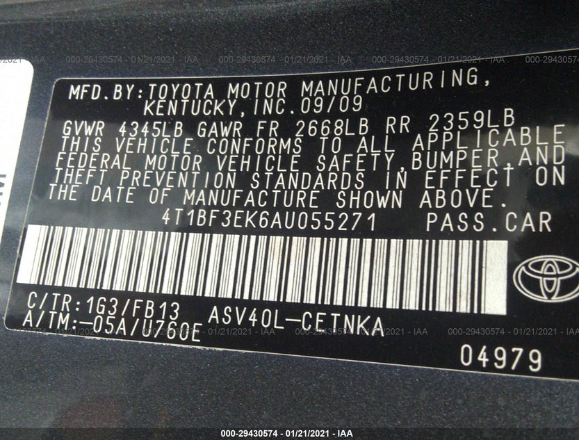 4T1BF3EK6AU055271