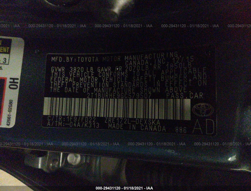 2T1BURHE9GC579507