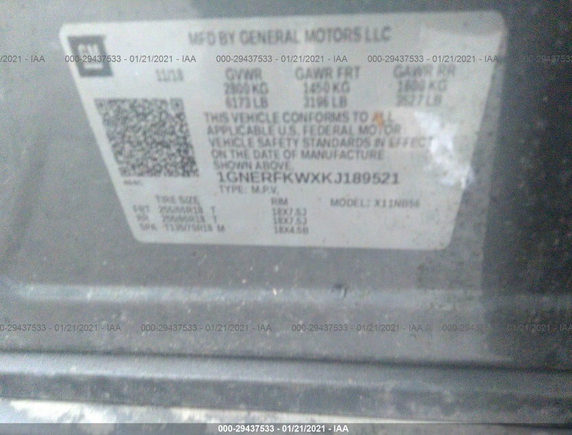 1GNERFKWXKJ189521