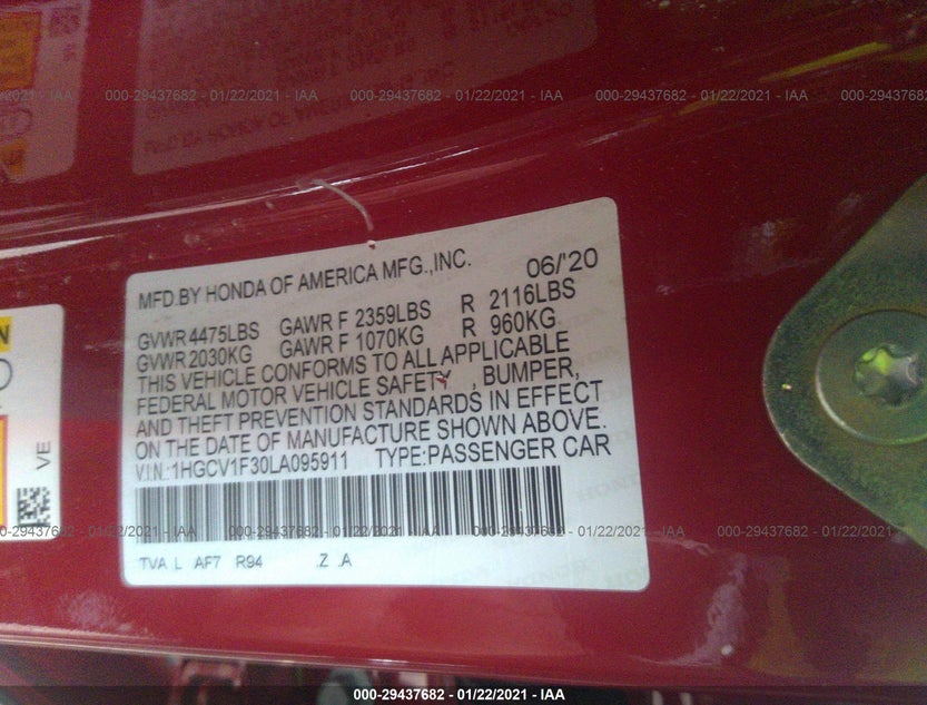 1HGCV1F30LA095911