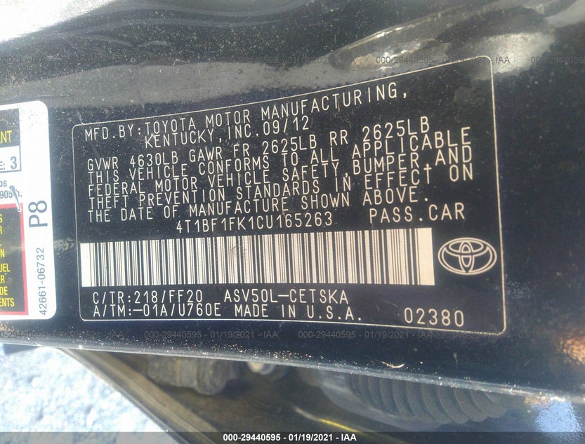 4T1BF1FK1CU165263