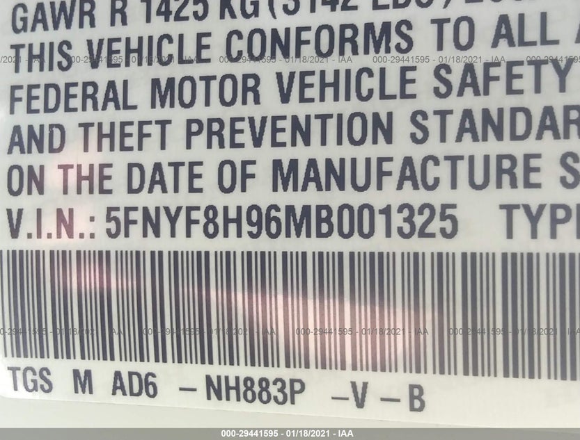 5FNYF8H96MB001325