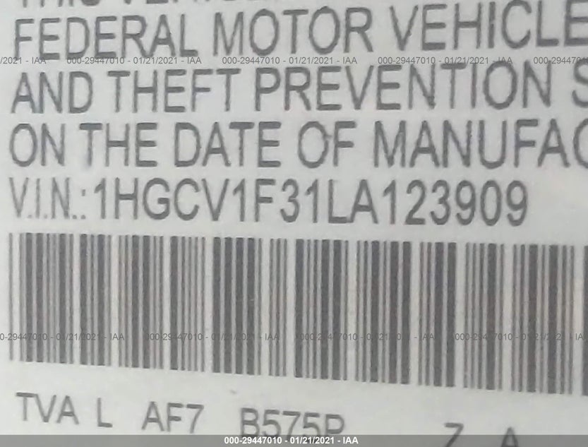 1HGCV1F31LA123909