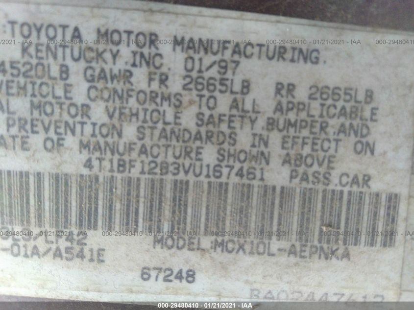 4T1BF12B3VU167461 1997 Toyota Avalon Xl