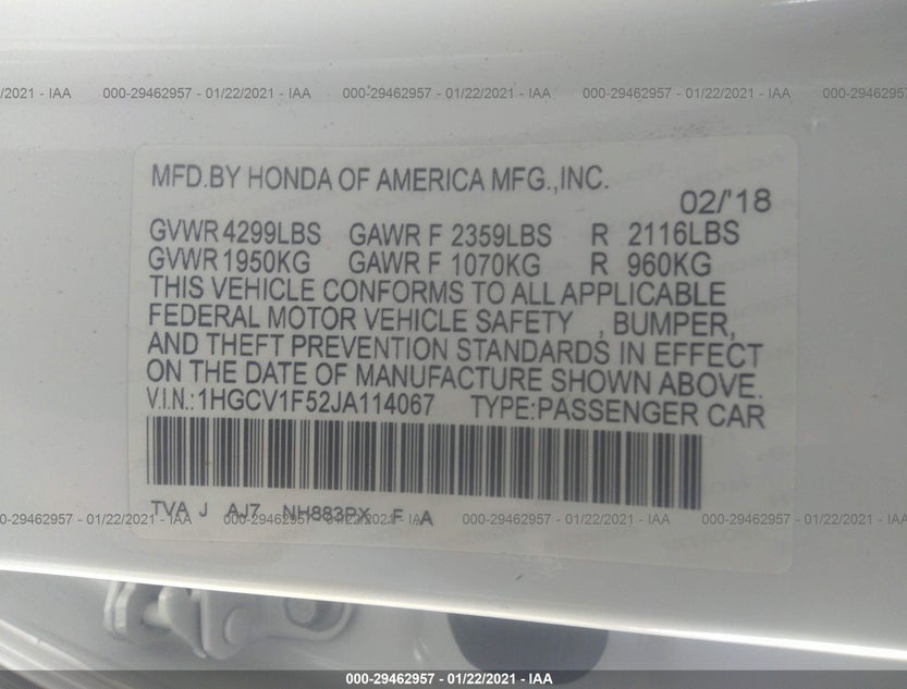 1HGCV1F52JA114067