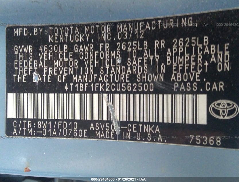 4T1BF1FK2CU562500