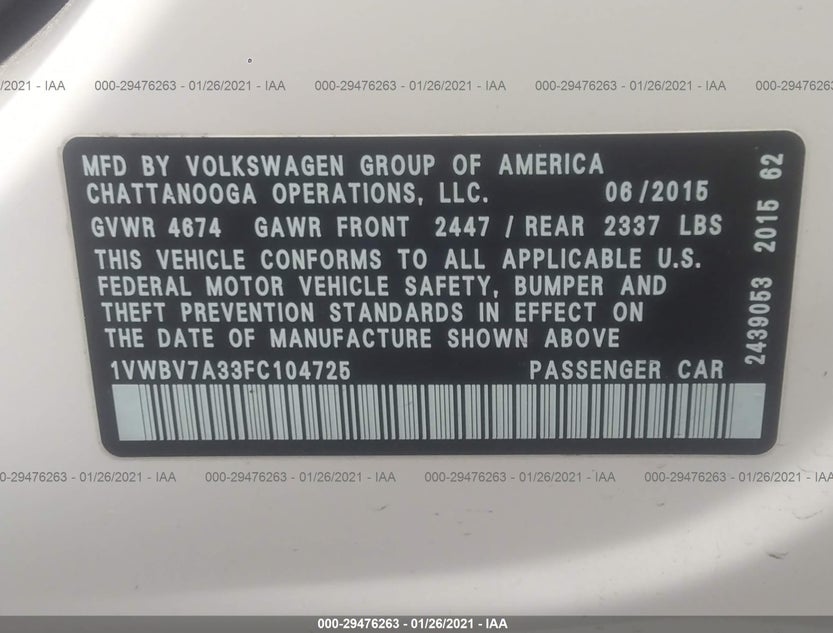 1VWBV7A33FC104725