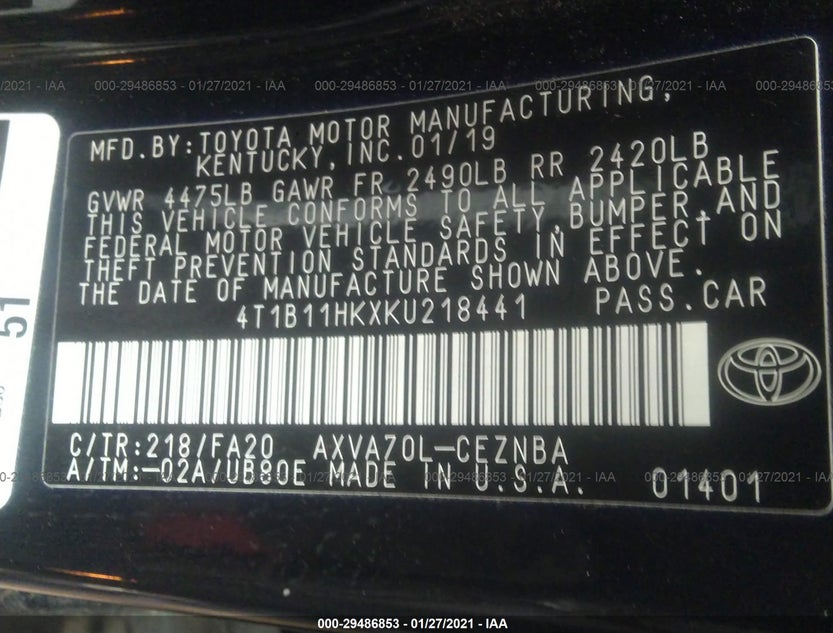 4T1B11HKXKU218441