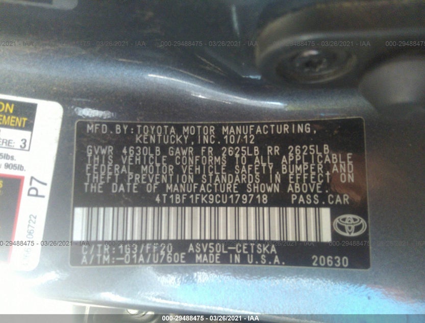 4T1BF1FK9CU179718