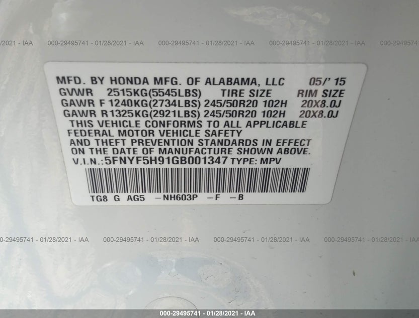 5FNYF5H91GB001347