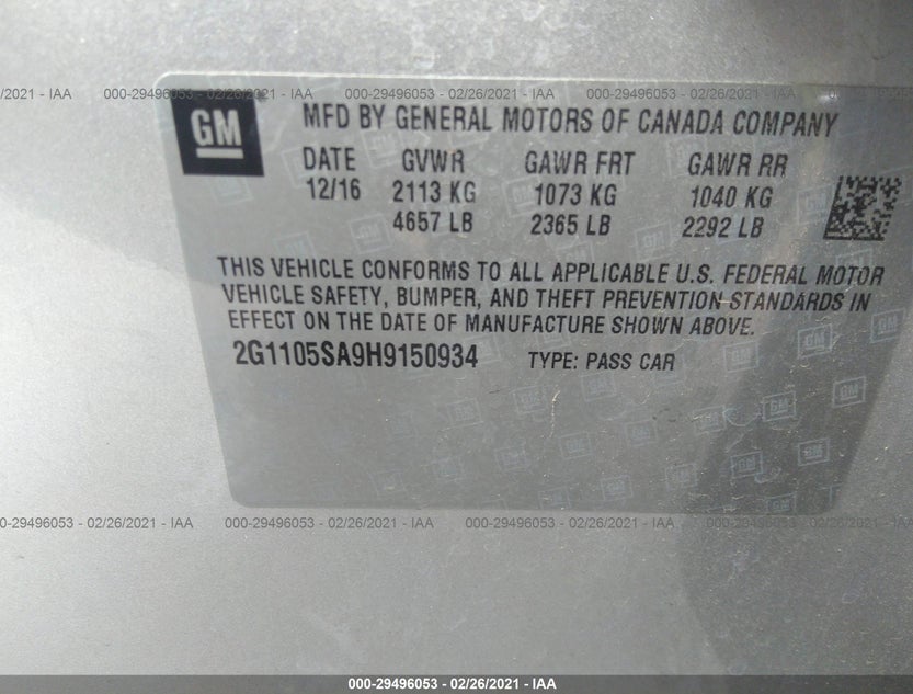 2G1105SA9H9150934