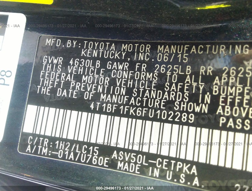 4T1BF1FK6FU102289