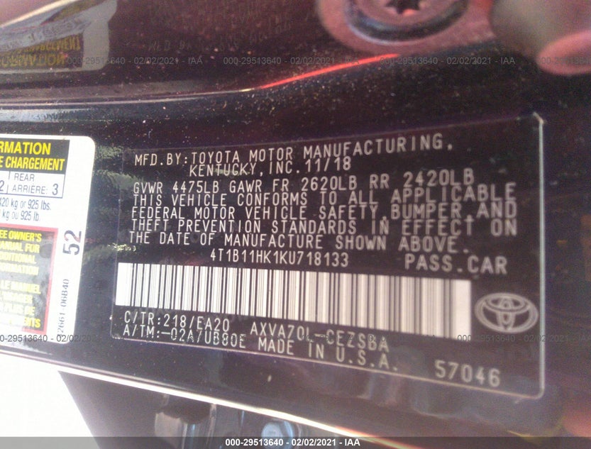 4T1B11HK1KU718133