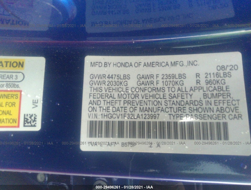 1HGCV1F32LA123997