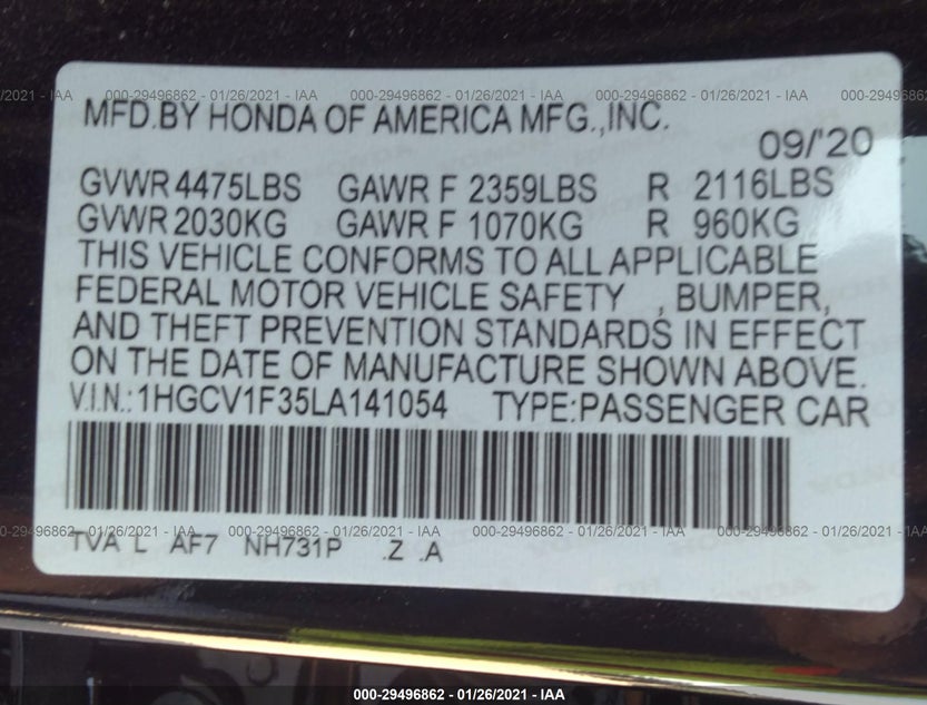 1HGCV1F35LA141054